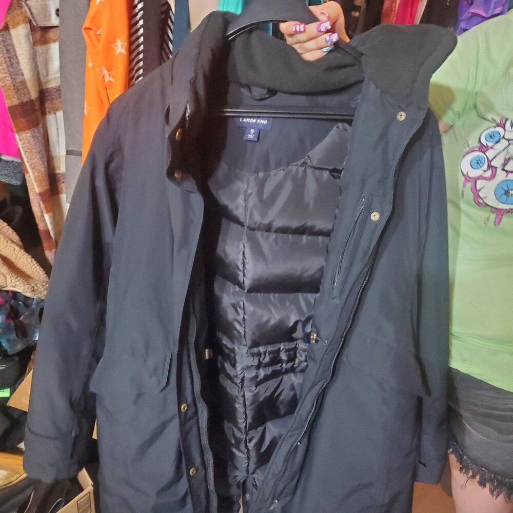 Lands end black down coat size xl